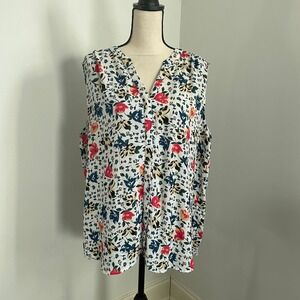Floral Sleeveless Button Down Blouse size XXL Bloomcore Cottagecore Pretty Girly
